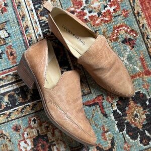Lucky Brand Tan Mahzan Shootie Leather Slip on Loafer Shoes